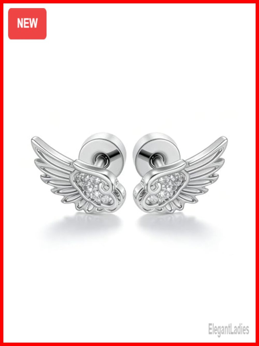 Angel Wing Stud Earrings Stainless Steel Flat Back Cartilage Helix Piercing
